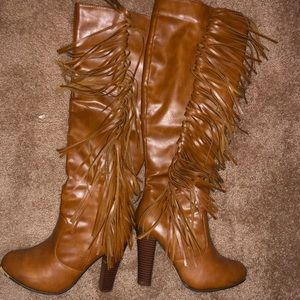 Rue 21 Fringe Boots in Color Cognac